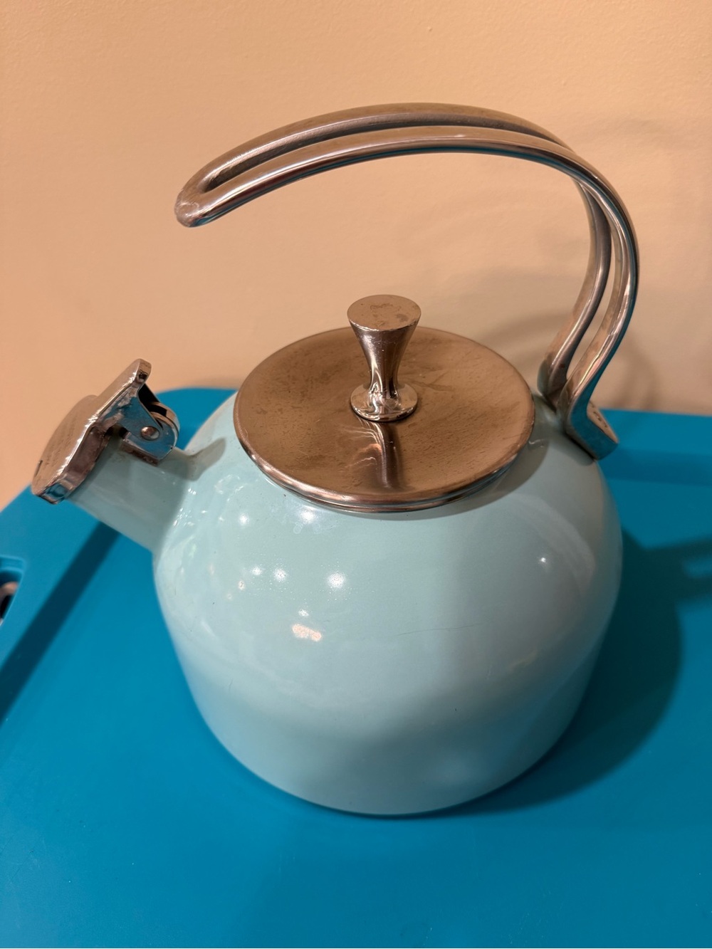 NWT Kate Spade Teal Whistling Teakettle with Silver-Tone Handle